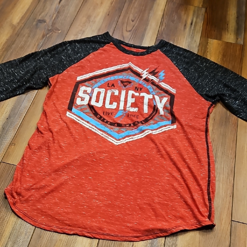 Society Red and Black Graphic Tee